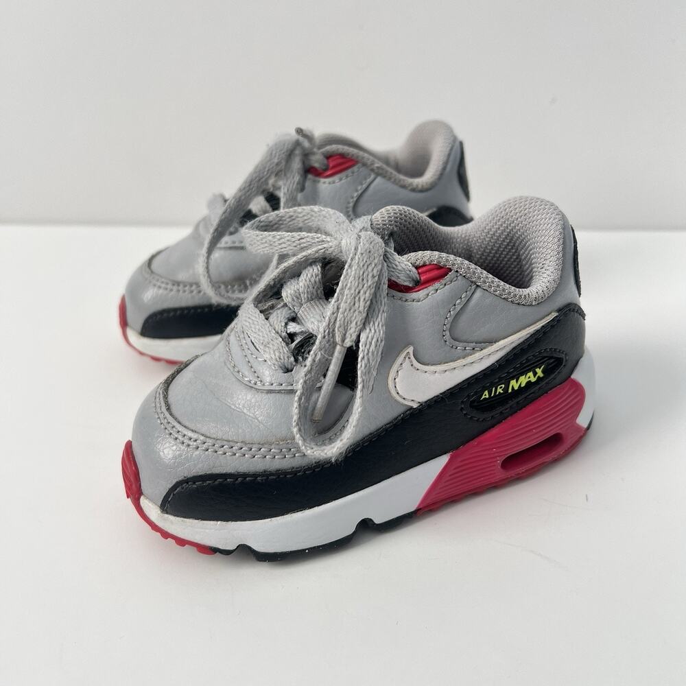 Nike Air Max 90 Toddler Sneaker Shoes Grey Black Red White 833416 Boy 5C